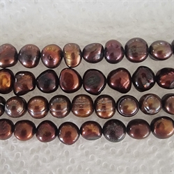 Ferskvands perler. Barok. 9-11 mm. Kobber brun